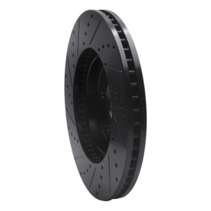 Chevrolet Trailblazer Brake Rotor (1) - Front Right - R1 Concepts - Drilled & Slotted - Black - `06-`09